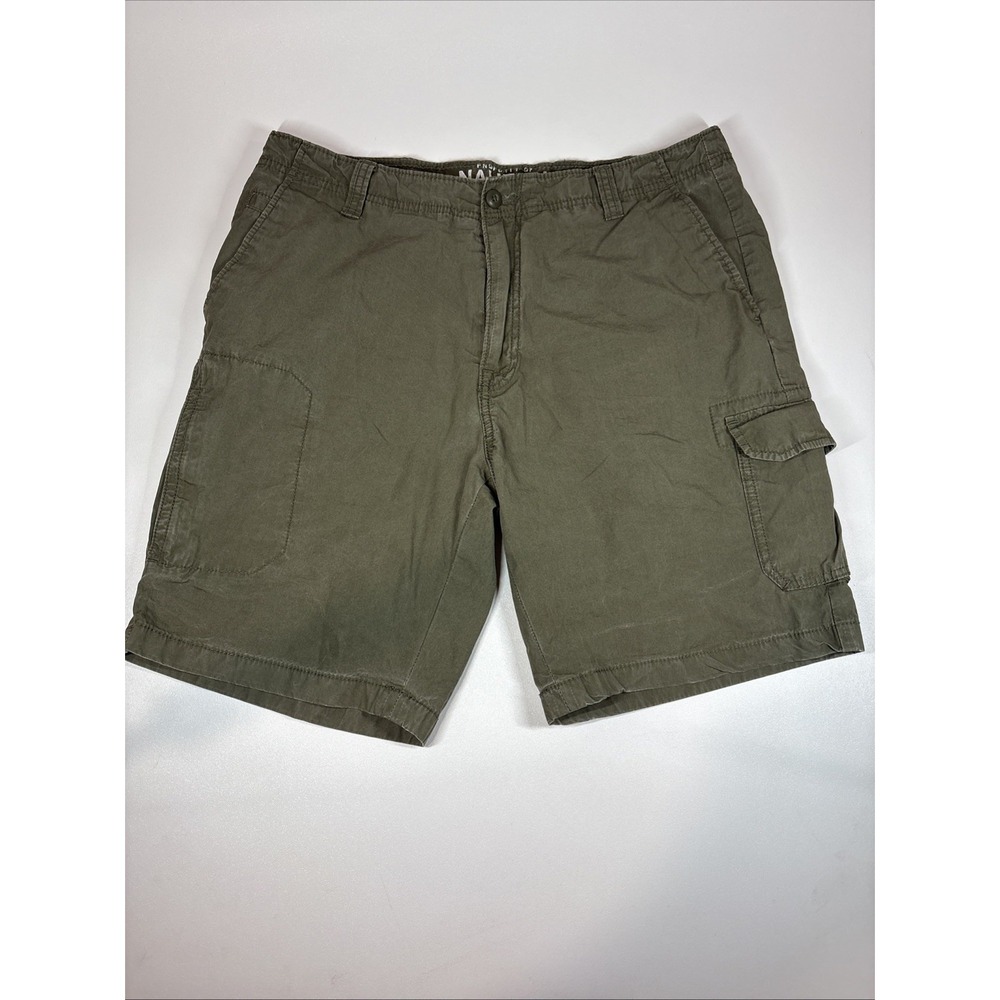 Nautica Cargo Shorts Relaxed Fit Utility Outdoor Casual Army Green 34 100%Cotton